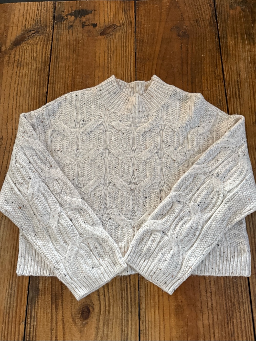a.n.a A New Approach Cable Knit Speckled Mock Neck Sweater Large
